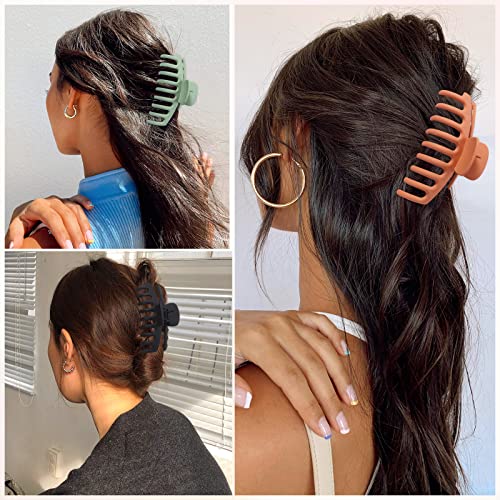 Hair Claw Clips for Women Girls, 8 PCS Hair Clips for Thick Hair, Thin Hair Strong Large Hold Hair Claw 4.3" Nonslip Hair Clamps Claw Clip Grips