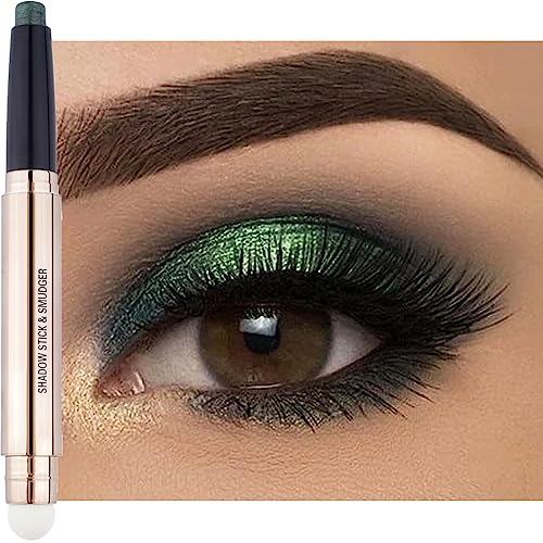 Glitter Eyeshadow Metallic Eye Shadow Stick,Pearl Shimmer Dual-Ended Eyeshadow Eye Brightener Highlighting Pen,High Pigmented,Cruelty Free,Smooth