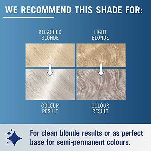 Schwarzkopf Live Post Bleach Toner Ice White Hair Toner, Lasts Up To 16 Washes, Semi-Permanent Blonde Hair Dye, For Brassy Yellow Tones, T1