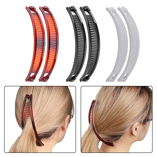 Sibba 6 Pieces Banana Hair Clip Banana Clips Grip Combs Fishtail Hair Clips Ponytail Banana Clip hair Accessory for Women Girls