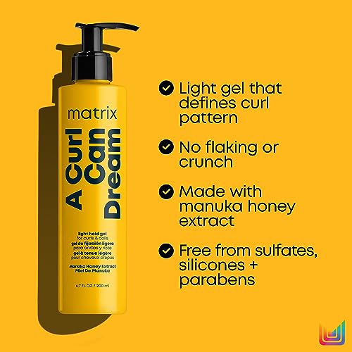 Matrix Defining Hair Gel for Curly & Coily Hair, Light Hold, With Manuka Honey Extract, Total Results A Curl Can Dream, 200ml