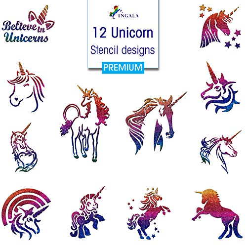 INGALA PREMIUM Stencils Set - 146 Unique Artistic Glitter Tattoo Stencils for Kids, Teens and Adults. Can be used as Henna Tattoo Stencils, Airbr
