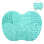 Tenmon Makeup Brush Cleaning Mat, Silicone Suction Cup Portable Makeup Brush Cleaning Tool, Small, Green