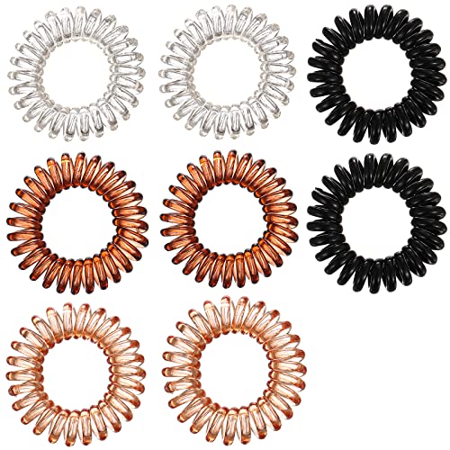 Smukdoo Spiral Hair Ties,8 PCS Plastic Hair Coil Bands Telephone Cord Bobbles Hairbands Elastic Spiral Ponytail Holder for Women Girls