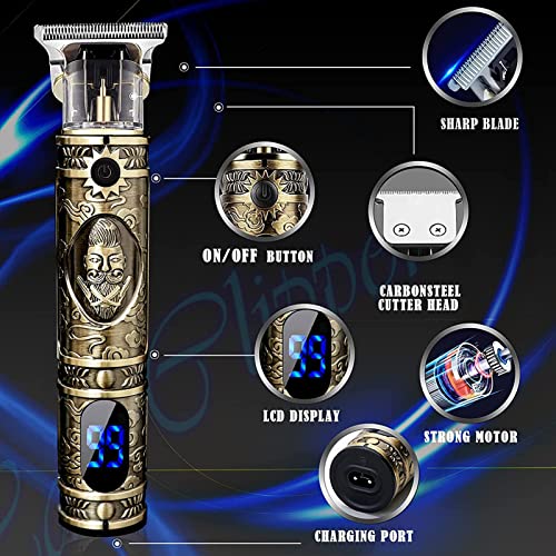 Hair Clippers Beard Trimmer for Men, Professional Cordless Hair Trimmer T-Bladeds Outliner Grooming Baldheaded Shaver with 1500mAh Battery and 18