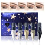 5PCS Erinde Glitter Eyeliner Liquid Set, Metallic Shimmer Eyeshadow, Silver Gold Diamond Eye Liner Stick, Long Lasting Glow Eyeliner Eye Shadow,