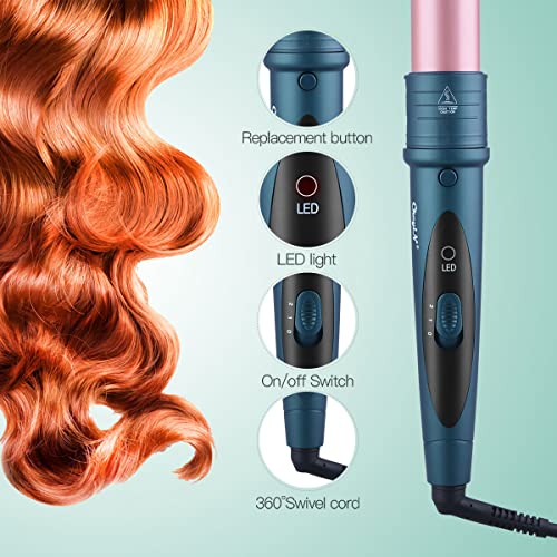 CkeyiN 32mm Curling Wand Professional Ceramic Barrel Hair Curler for Long Hair & Big Beach Waves Curls Adjustable Temperature Dual Voltage with G