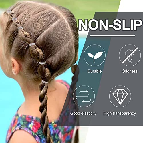 Qufiiry 1100 Pcs Clear Elastic Hair Bands, Mini Hair Rubber Bands, Girls & Women Small Hair Bands, Elastic Hair Ties to Beautify Your Hair, Clear