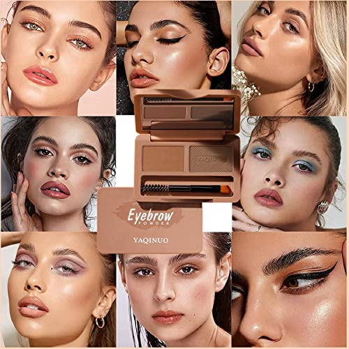 Eyebrow Powder,2in1 Eyebrow Powder Kit,Eyebrow Palette,Eyebrow Pencil Eyebrow Pomade, Medium Brown &DarkBrown,Eyebrow Dye,Eye Brown Tint Kit,Root