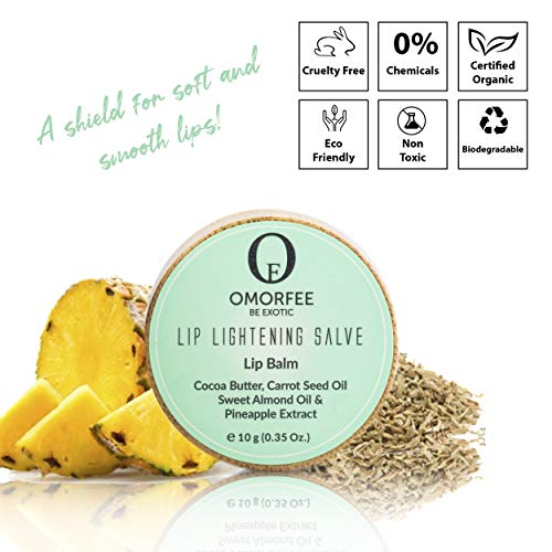 Omorfee 100% Organic Lip Lightening Balm, Lip balm for Dark Lips, Lip Balm with SPF, Natural Lip Protection, Lip Repair, Lip Moisturizer, Carrot