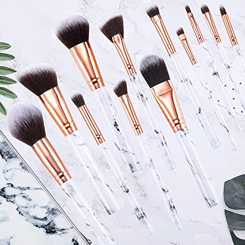 Makeup Brushes Start Makers Professional 12Pcs Marble Make Up Brushes Set with Foundation Powder Blending Eyeshadow Eyebrow Brush Set