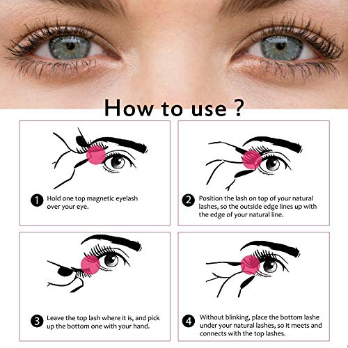 Magnetic Eyelashes Set, 2 Pair Reusable False Eyelashes with Tweezers, 8 pcs 3D individual False Eyelashes Hold without Glue for Women Makeup Nat