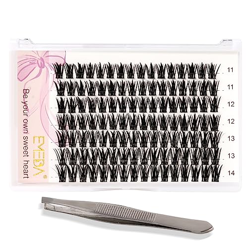 EMEDA Cluster Lashes 70 Pcs DIY False Eyelashes With Tweezers C Curl Individual Lashes 11mm 12mm 13mm 14mm Manga Lashes DIY Eyelash Extensions Th