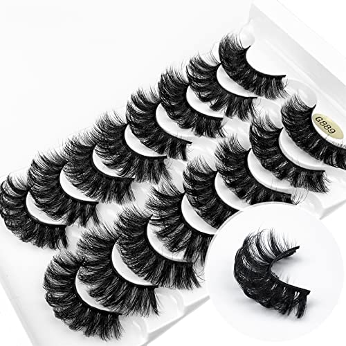 KOKAY False Eyelashes Russian Strip Lashes Faux Mink Lashes 8 Pairs DD Curl, Reusable Fluffy 3D Fake Eyelashes Thick Soft Waterproof for Gift (K0