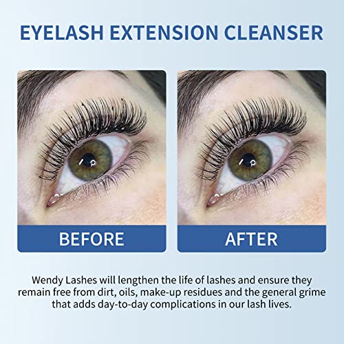 Eyelash Shampoo for Eyelash Extension Cleanser 60ml Eyelash Foam Cleanser Lash Cleanser Makeup Remover with Soft Brush and Eyelash Mascara Wand(L
