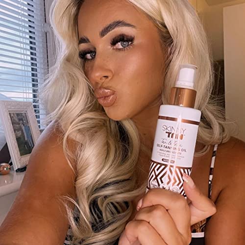 Skinny Tan Tan & Tone Self Tan Oil - Streak Free Natural Looking Fake Tan with Coconut Oil, Enriched with Guarana Extract to Tone & Firm Skin, Cr