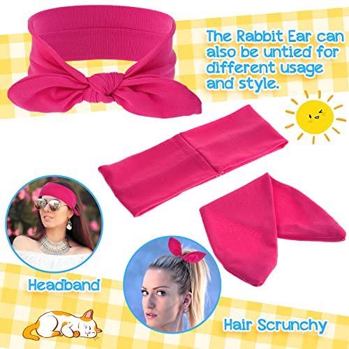 Sibba 2 Pieces Headbands Vintage Rabbit Ear Bow Headwraps Boho Headband Rabbit Ear Hairband Hair Accessories for Women Girls(Yellow)