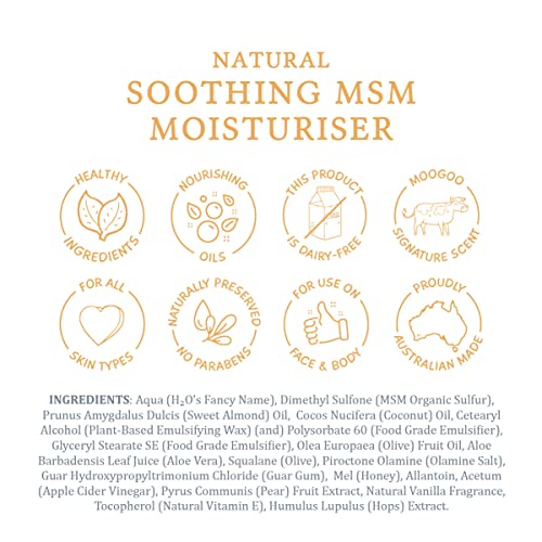 MooGoo - Soothing MSM Moisturizer - A natural, lightweight lotion for sensitive, irritated, red, itchy skin - A calming, gentle cream for face an