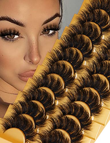 False Eyelashes Fluffy Natural Look 8D 20 mm Long C Curl Strip Eye Lashes Pack 10 Pairs Full Reusable Fake Eyelashes That Look Like Extensions by