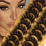 False Eyelashes Fluffy Natural Look 8D 20 mm Long C Curl Strip Eye Lashes Pack 10 Pairs Full Reusable Fake Eyelashes That Look Like Extensions by