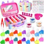MarckersHome Kids Nail Polish Sets for Girls, 20 Colors Kids Water-Based Peel-Off Nail Varnish Set with Nail Art Stickers, Nail Files, Gem, Unico