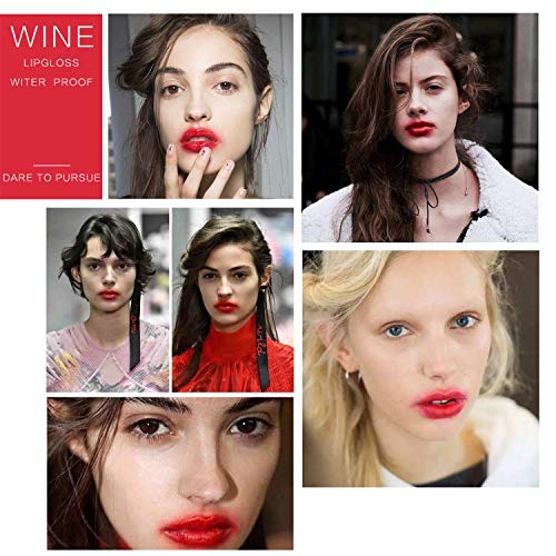 ELAIMEI Wine Lip Tint, 6 Colors Long Lasting Waterproof Matte Lip Tint Set, Liquid Lip Tint Wine Bottle Lip Gloss Set, Wine Lipstick, Natural Moi