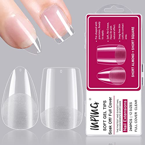 INPING Gel Nail Glue, 2PCS 8ML Nail Glue 6-In-1 False Nail Tips Gel Glue Kit Extra Strong Nail Bond Nail Glue Gel for Nail Extension Tips/Acrylic