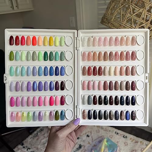 Nail Display Book C10 Nail Color Swatch Book, 120 Colour Nail Polish Sample Display Book with Transparent Nail Tips Nail Salon Home Use, No Glue