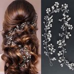 Women Wedding Hair Vine Bridal Crystal Pearl Headband Rhinestone Silver Hair Accessories For Bridesmaid Girls Prom Evening Party 1 PCS