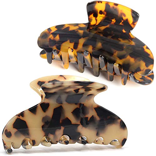 Big Hair Claw Clips Tortoise Shell Large Hair Claw Clips For Thick Hair,3.5 Inch Strong Hold Hair Jaw Clips Clamps For Women,2 Color Available(2
