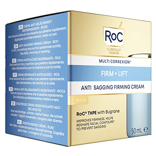 RoC - Multi Correxion Anti-Sagging Firm + Lift Face Cream - 3-in-1 - Hyaluronic Acid - Anti Aging - Under Eye Cream for Puffiness and Dark Circle