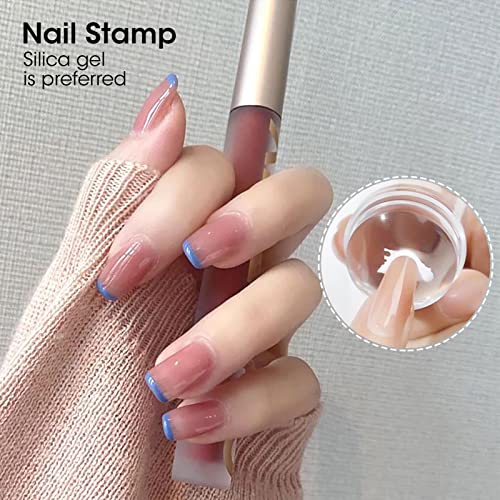 Silicone Nail Art Stamper Clear Jelly Soft Stamping Transparent Nail Stamp kit Nail Art Tools with Scraper Manicure Tools DIY French Tip Stamp Na