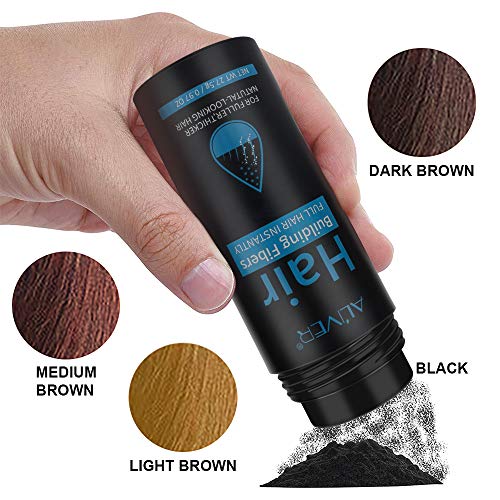 Hair Building Fibers, Nature Keratin Hair Fibers Black, Full Hair Instantly, Professional Quality Fiber Hair Powder Spray for Men and Women (Blac