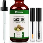 Kanzy Organic Castor Oil for Eyelashes and Eyebrows 100ml Cold Pressed Castor Oil for Hair Growth 100% Natural and Pure Oil with Brushes For Hair
