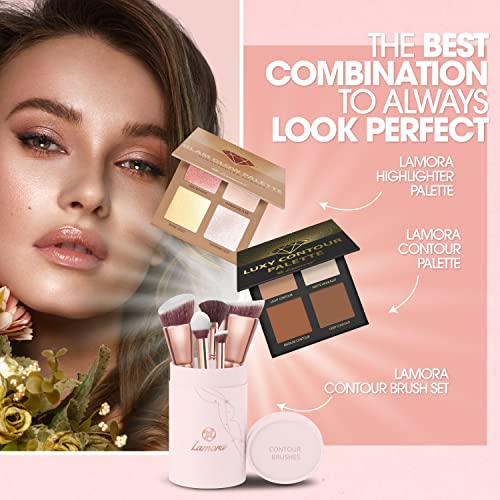 Contour Powder Kabuki Foundation Blush Fan Brush Set - Synthetic Sculpting and Highlighting Kit - Contouring Makeup Brushes