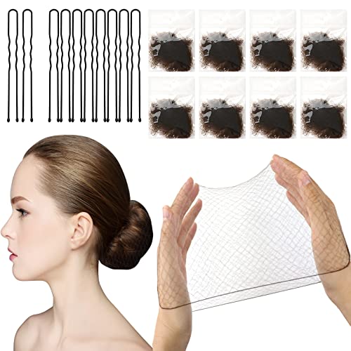 Sularpek Invisible Hair Nets, 35 pcs Brown Bun Nets for Girls, Reused Elastic Edge Mesh for Women Bun, Hair Bun Nets for Women Girls Ballet Dance