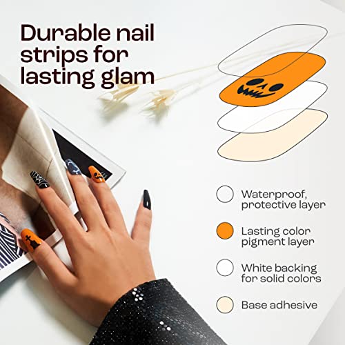 Gya Labs Nail Stickers - Festive - Halloween | Long Lasting Nails for Women - Semi Cured Gel Nail Strips (20 Pcs) - Nail Stickers for Nail Art Ki