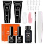 Lofuanna Poly Gel Nail Kit-2 Colors Gel Extension Nail Kit Starter kit,15ML Clear&Natural Pink Colors Builder Gel With Slip Solution,All-in-one N