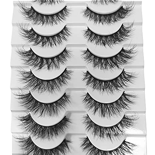 JIMIRE False Lashes Natural Cat Eye Faux Mink Lashes Pack 12MM Short Small Fake Eyelashes 10 Pairs