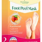 Foot Peel Mask with Peach by Plantifique - 2 Pack Foot Mask Dermatologically Tested - Repair Heels & Removes Dry Dead Skin for Soft Baby Feet - E