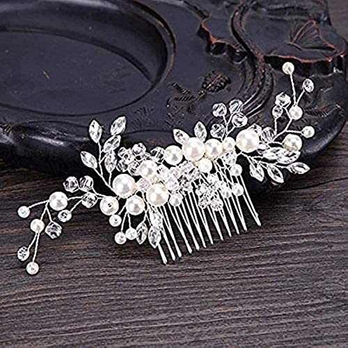 Bridal Flower Side Hair Clips Pearl Flower Hair Piece Wedding Hair Accessories for Brides Bridesmaid,Girls,Women