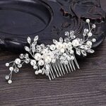 Bridal Flower Side Hair Clips Pearl Flower Hair Piece Wedding Hair Accessories for Brides Bridesmaid,Girls,Women