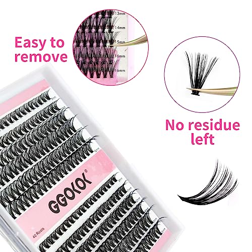 GGOKOK Lash Clusters 240 Pcs Individual Lashes Cluster Lashes 30D+40D D Curl 9-16Mix Lash Clusters DIY Lash Extension At Home Lashes (30D+40D D C