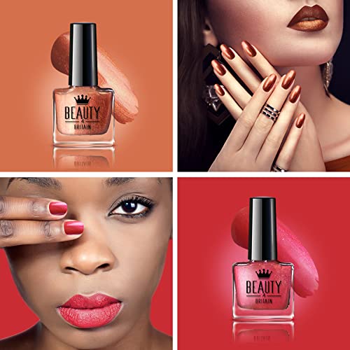 Beauty4Britain Glam & Shimmer Nail Polish Set - 6 Stunning Shades for Vibrant, Shiny Nails - Long-Lasting Formula, 10 ml Each