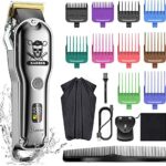 Hatteker Hair Cutting Kit Pro Hair Clippers for Men Professional Barber Clippers IPX7 Waterproof Cordless Beard Trimmer Hair Trimmer