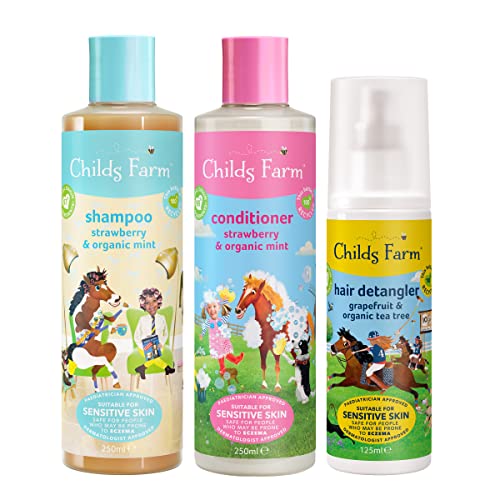 Childs Farm, Kids Hair Coco-Nourish Regime Bundle, Shampoo 250ml, Conditioner 250ml and Leave-in Conditioner 125ml, Dry, Curly and Coily Hair