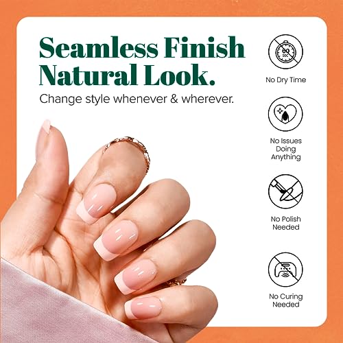 Press on Nails short, 24 Pcs False Nails with Strong Glue, Pretty Milky Fake Nails Short with Nail Glue, Stick on Nails for Women, Eyelish Nails