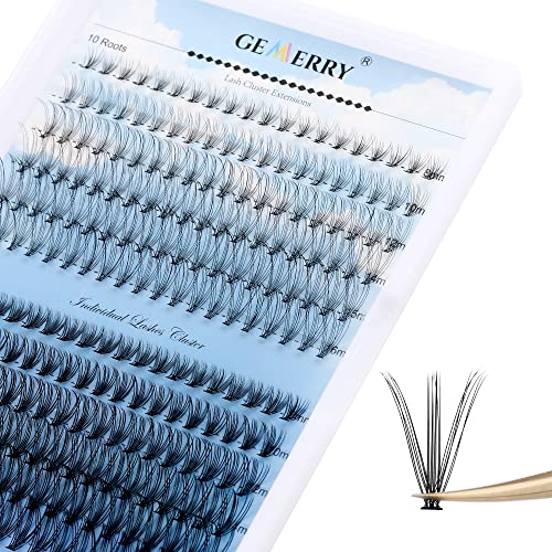 Cluster Eyelash Extensions 240pcs Cluster Lashes Individual Lashes D Curl 30D 40D 0.07mm 8-16mm Mix Ribbon Lashes Wide Stem Natural Lashes DIY La