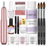 Saviland Acrylic Nail Kits Full Set for Beginners - 3 Colors Acrylic Nail Kit with Drill | Acrylic Powder and Liquid Set | Nail Drill | Nail Brus