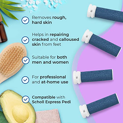 Compatible with Scholl Express Pedi - Refill Extra Coarse Replacement Rollers (Pack of 4)